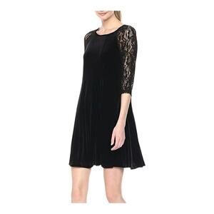 Dress black 3/4 Lace Sleeve  non wrinkle Polyester spandex blend comfortable M
C